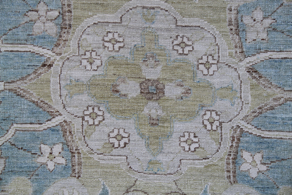 9'x12' fine silk and wool blue and white Polonaise design Ariana luxury rug