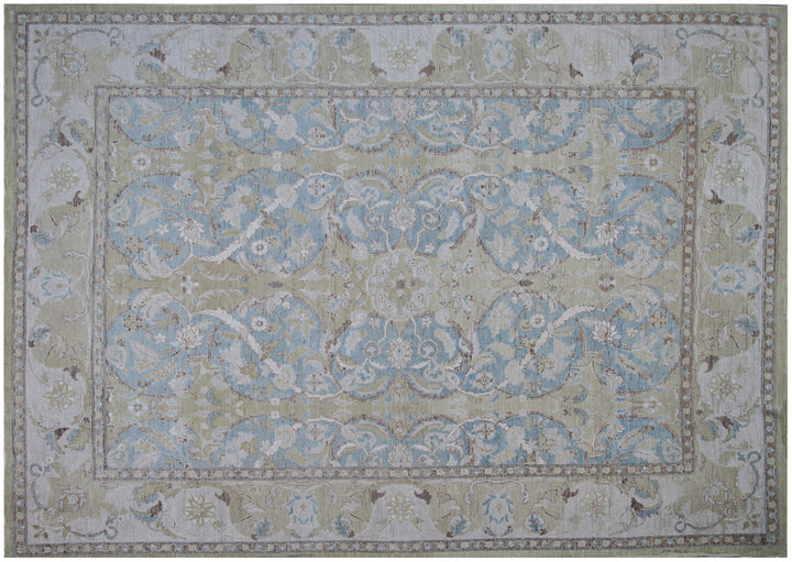 9'x12' fine silk and wool blue and white Polonaise design Ariana luxury rug