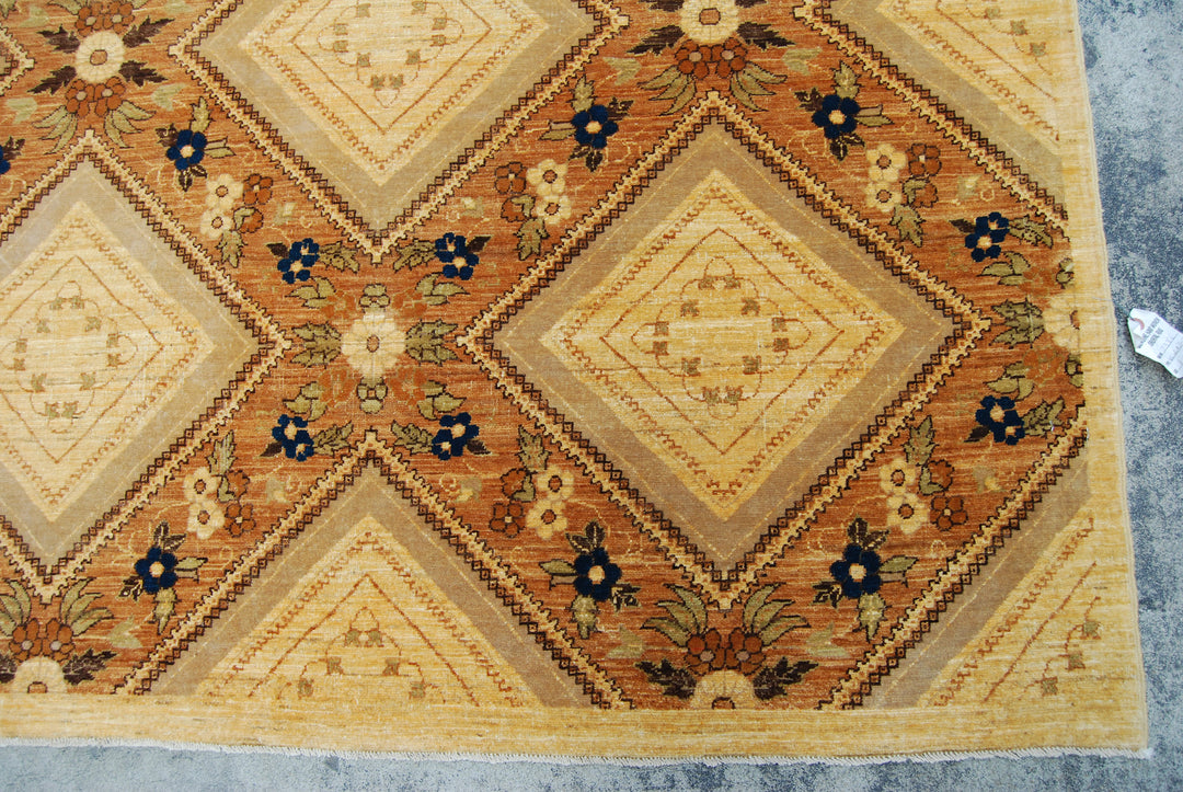 Ariana Hand-Knotted Fine Rug | 9’ x 12’ Wool & Silk Afghan Masterpiece