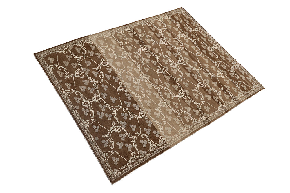 9'x12' Hand-Knotted Ottoman Design Rug | Organic Wool & Silk | Earth Tones 