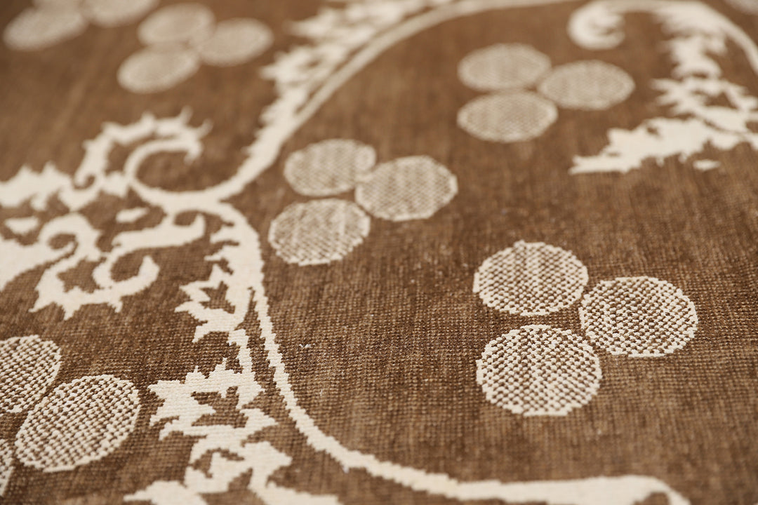 9'x12' Hand-Knotted Ottoman Design Rug | Organic Wool & Silk | Earth Tones 