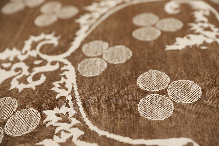 9'x12' Hand-Knotted Ottoman Design Rug | Organic Wool & Silk | Earth Tones 