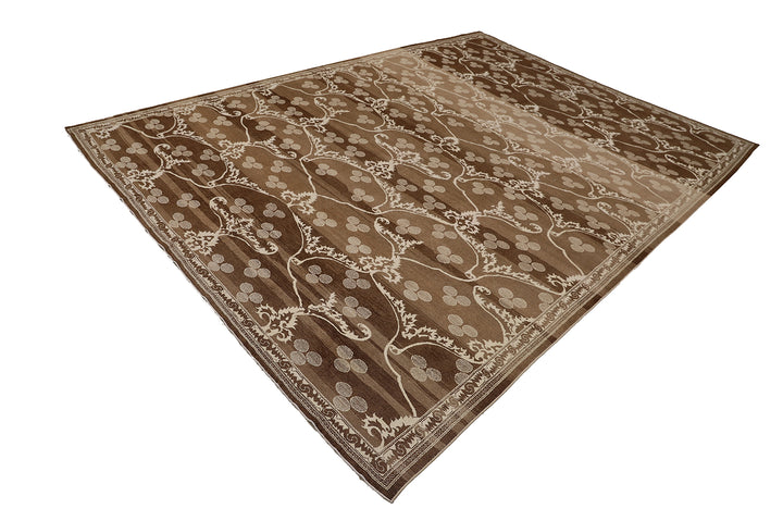 9'x12' Hand-Knotted Ottoman Design Rug | Organic Wool & Silk | Earth Tones