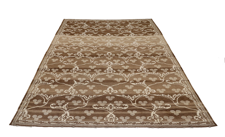 9'x12' Hand-Knotted Ottoman Design Rug | Organic Wool & Silk | Earth Tones