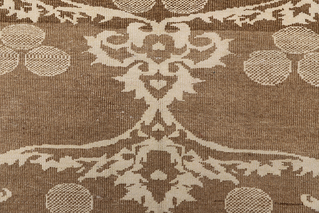 9'x12' Hand-Knotted Ottoman Design Rug | Organic Wool & Silk | Earth Tones