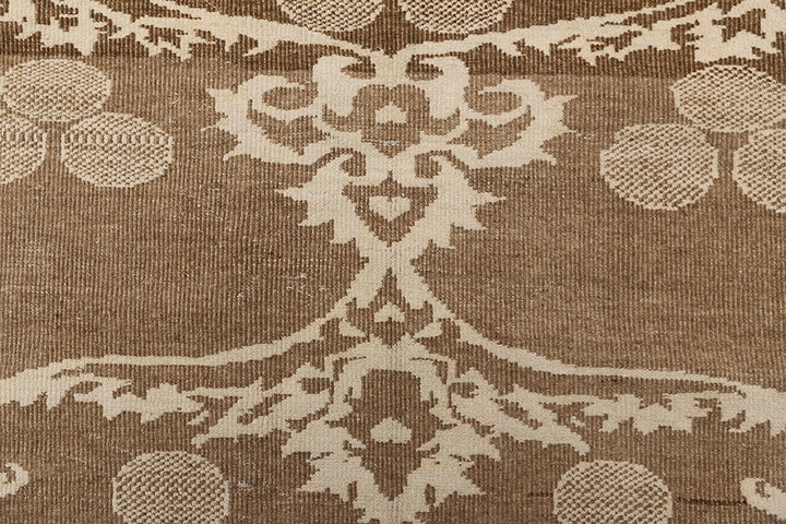 9'x12' Hand-Knotted Ottoman Design Rug | Organic Wool & Silk | Earth Tones