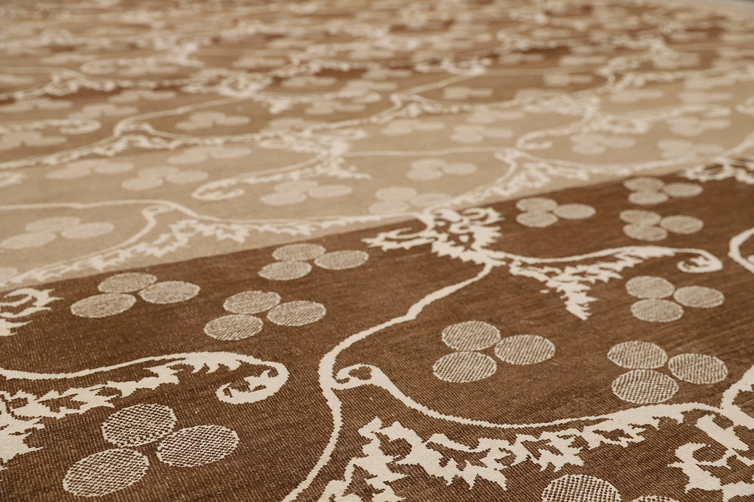 9'x12' Hand-Knotted Ottoman Design Rug | Organic Wool & Silk | Earth Tones