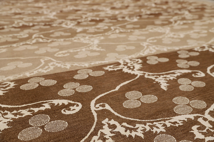 9'x12' Hand-Knotted Ottoman Design Rug | Organic Wool & Silk | Earth Tones