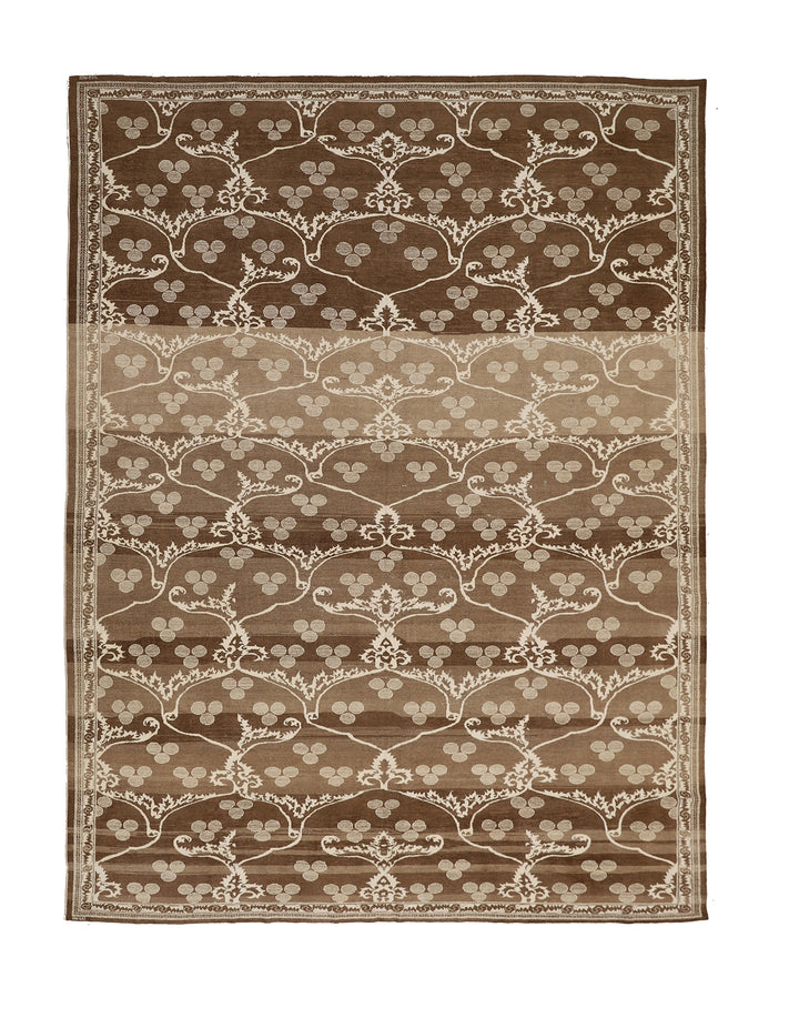 9'x12' Hand-Knotted Ottoman Design Rug | Organic Wool & Silk | Earth Tones 