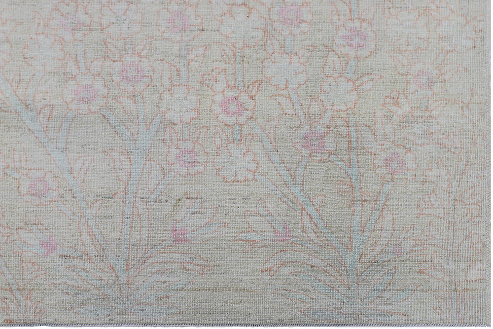 9'x12' Hand-knotted Rug | Pale Blue Pink Floral Rug | Ariana Transitional Rug