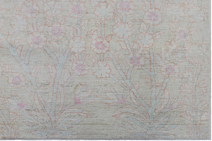 9'x12' Hand-knotted Rug | Pale Blue Pink Floral Rug | Ariana Transitional Rug
