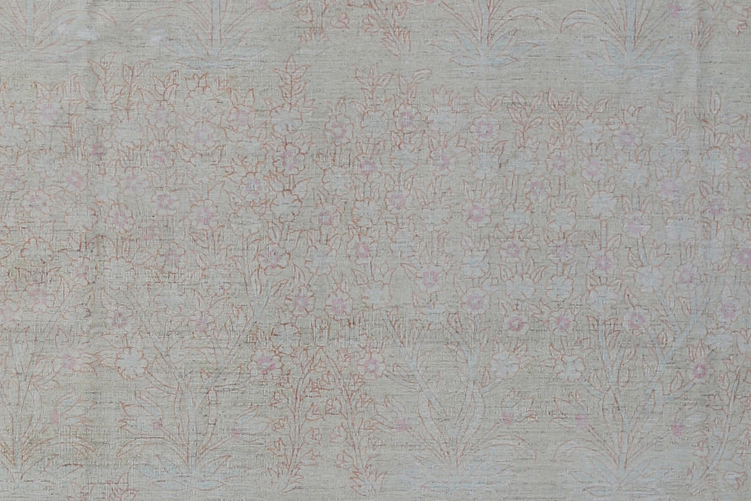 9'x12' Hand-knotted Rug | Pale Blue Pink Floral Rug | Ariana Transitional Rug