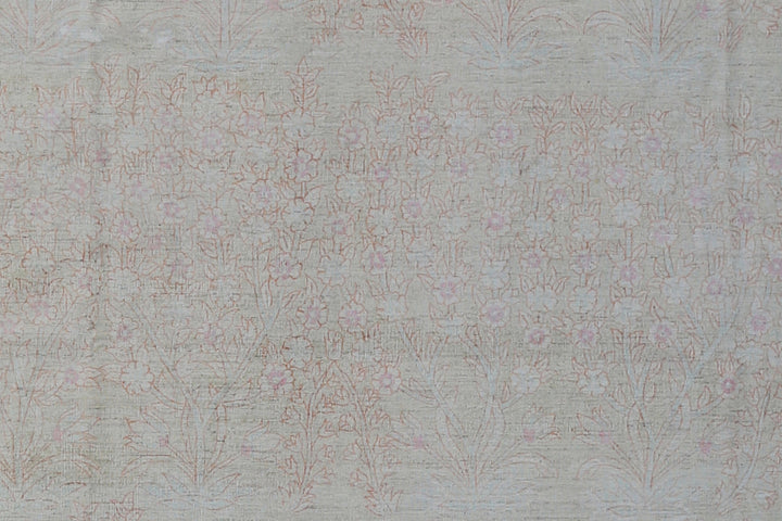 9'x12' Hand-knotted Rug | Pale Blue Pink Floral Rug | Ariana Transitional Rug