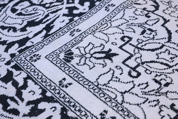 9'x12' Indian Rug | Black & White | Kashmiri Rug