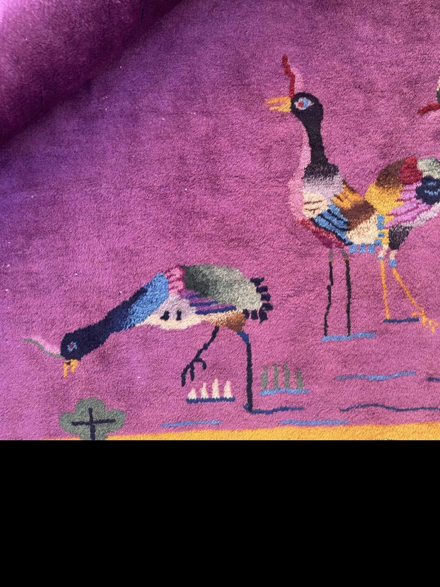 9'x12' Oriental Rug | Floral | Vintage | Art Deco | Purple, Gold