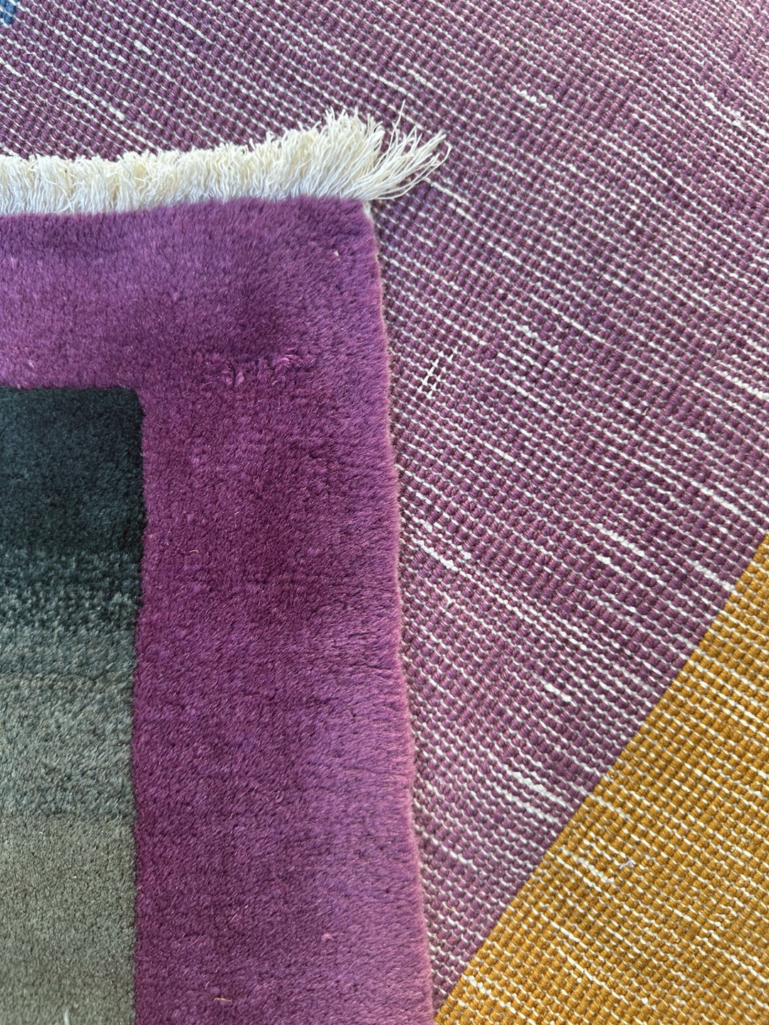 9'x12' Vintage Chinese Art Deco Peacock Rug | Purple & Golden Yellow Large Size Rug