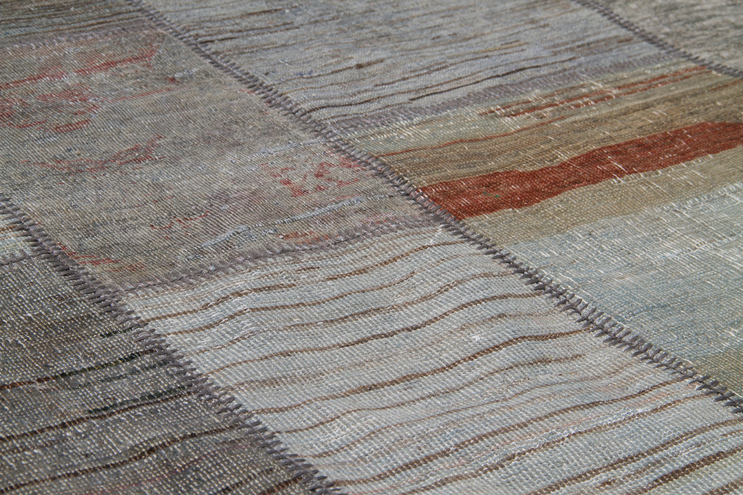 9'x12' Patchwork Rug | Grey Ariana Patchwork Wool Rug