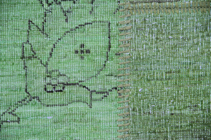 9'x12' Patchwork Rug | Lime Green Ariana Patchwork Overdyed Rug