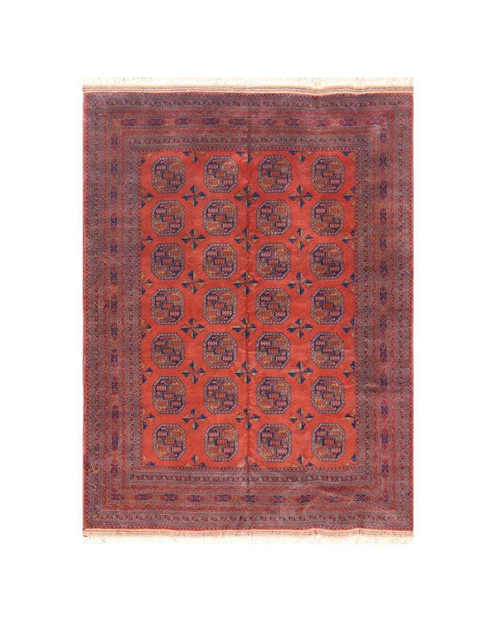 9' x 12' Vintage Afghan Rug | Elephant Foot Design