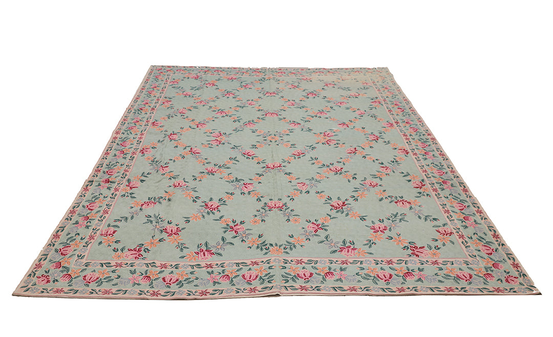 Floral patterned rug on a white background