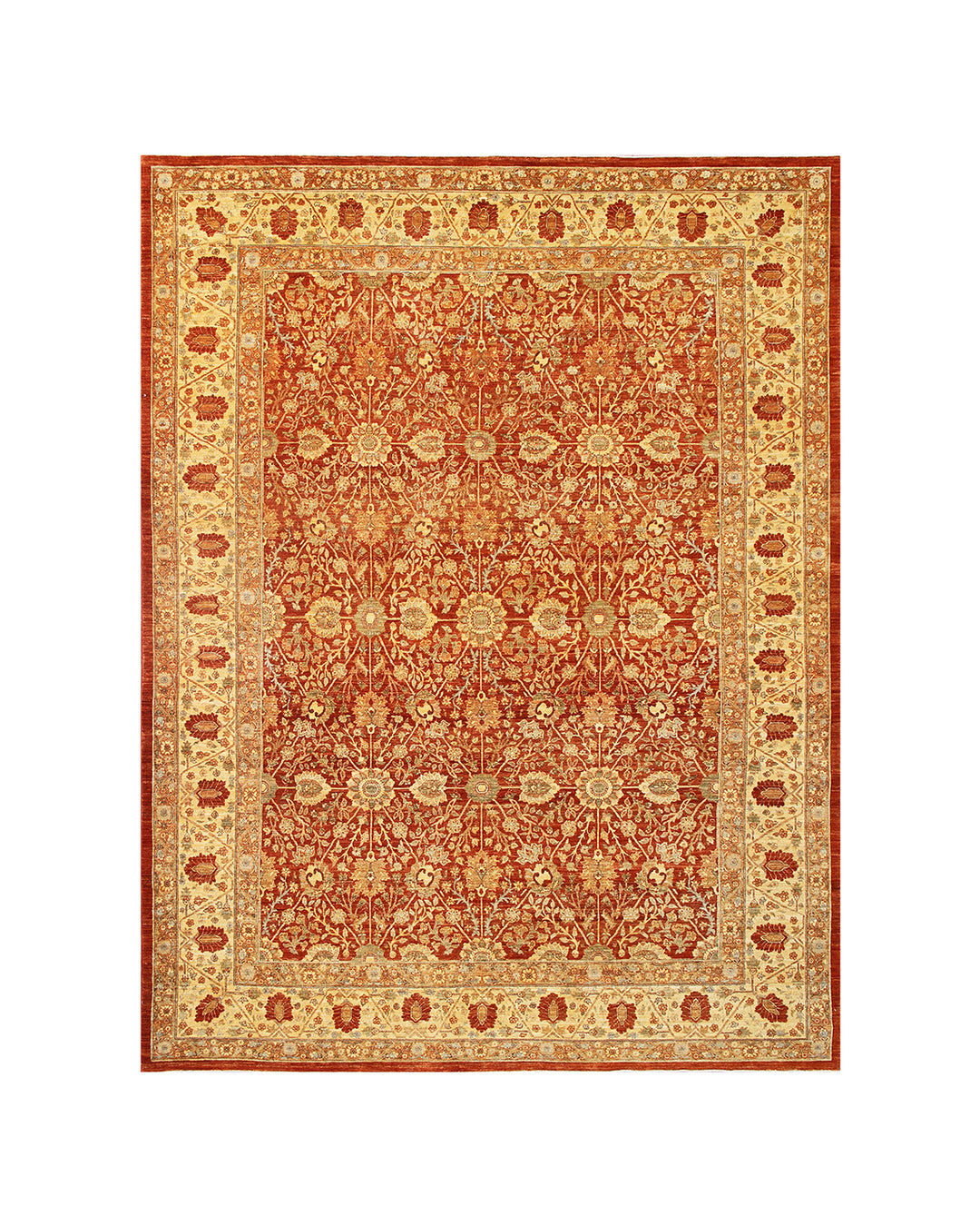 Decorative rug with intricate pattern on a white background