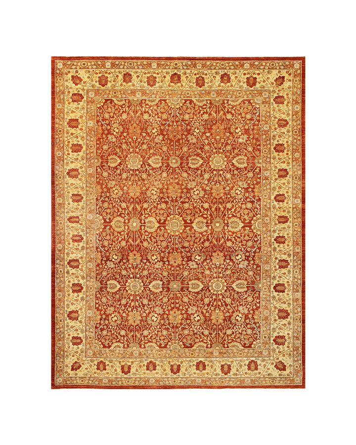 Decorative rug with intricate pattern on a white background