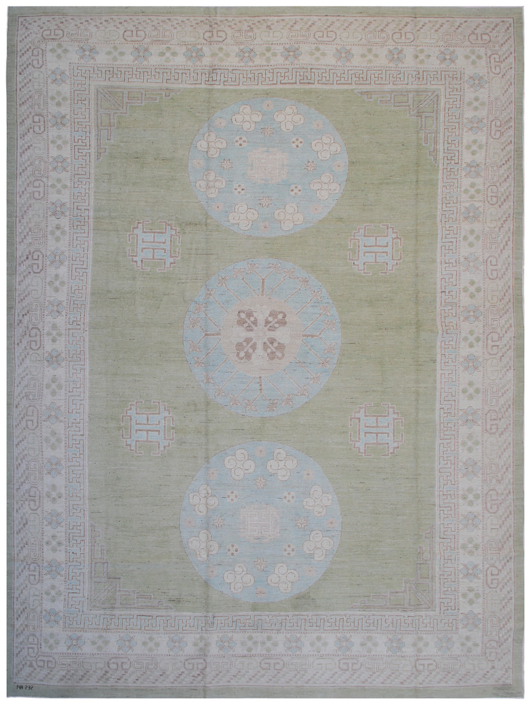 9'x12' Wool Area Rug | Green Blue Ivory | Ariana Samarkand Rug