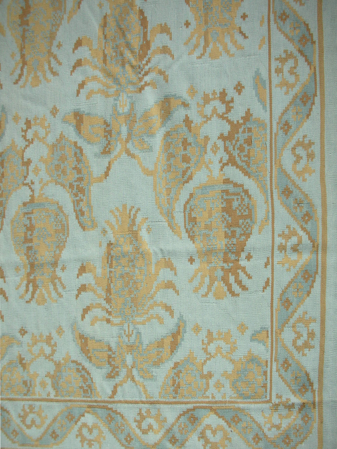 9x12 Timeless Beauty Bessarabian Kilims by Ariana Rugs – Blue & Gold Pineapple Motif
