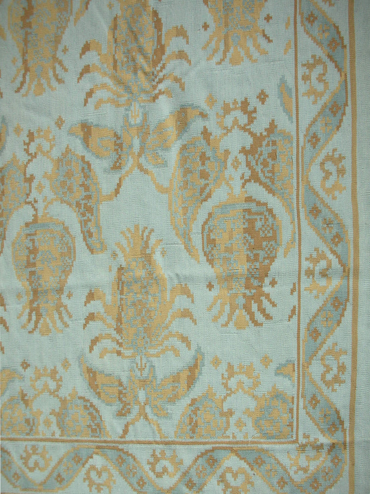 9x12 Timeless Beauty Bessarabian Kilims by Ariana Rugs – Blue & Gold Pineapple Motif