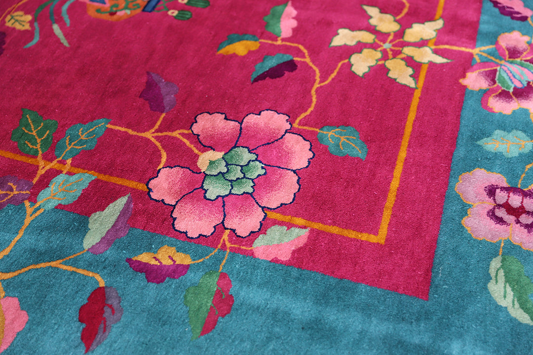9'x12' Vintage Chinese Art Deco | Wool Area Rug