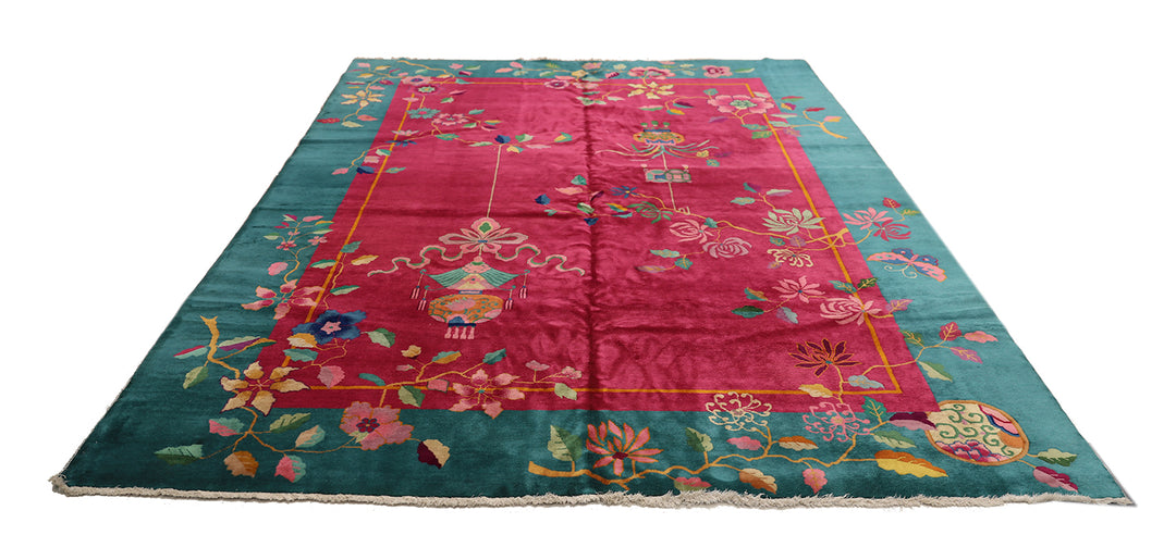 9'x12' Vintage Chinese Art Deco | Wool Area Rug