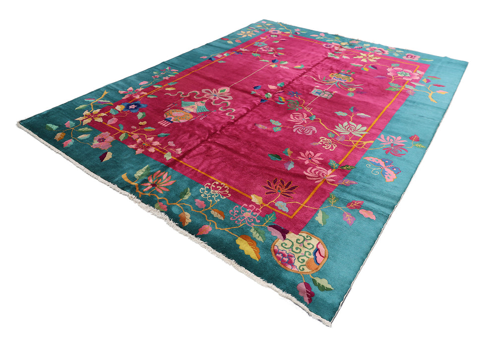9'x12' Vintage Chinese Art Deco | Wool Area Rug