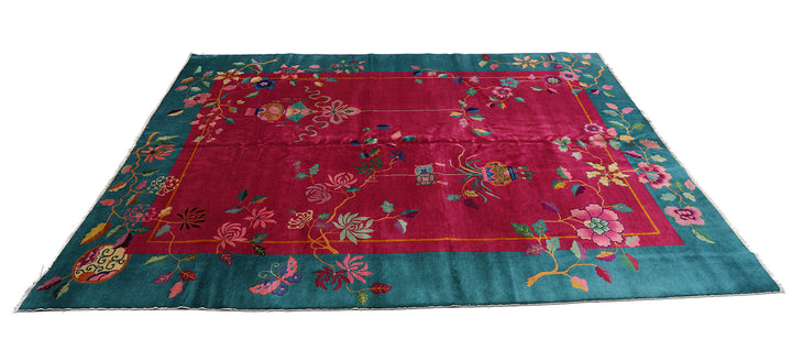 9'x12' Vintage Chinese Art Deco | Wool Area Rug