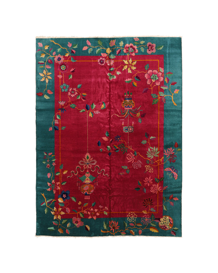 9'x12' Vintage Chinese Art Deco | Wool Area Rug