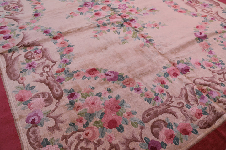 Vintage Chinese Rug | French Aubusson Savonnerie Design Rug