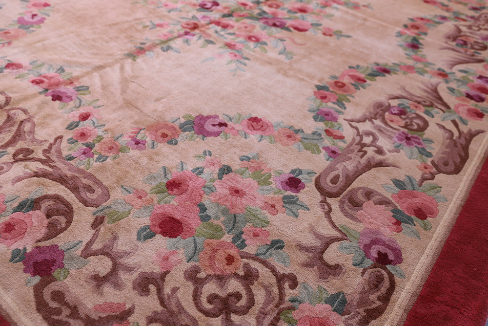 Vintage Chinese Rug | French Aubusson Savonnerie Design Rug