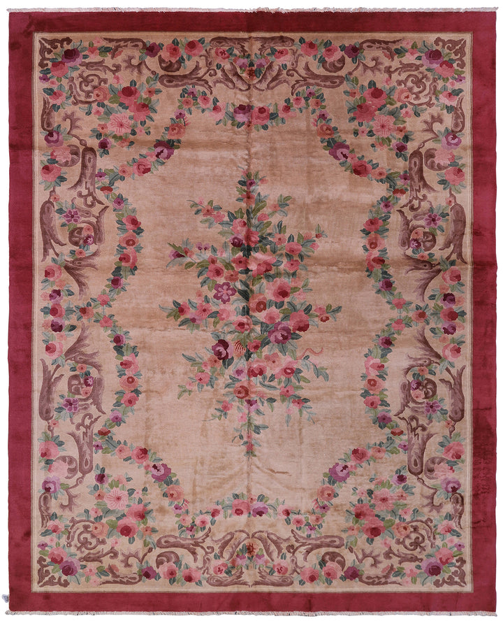 Vintage Chinese Rug | French Aubusson Savonnerie Design Rug