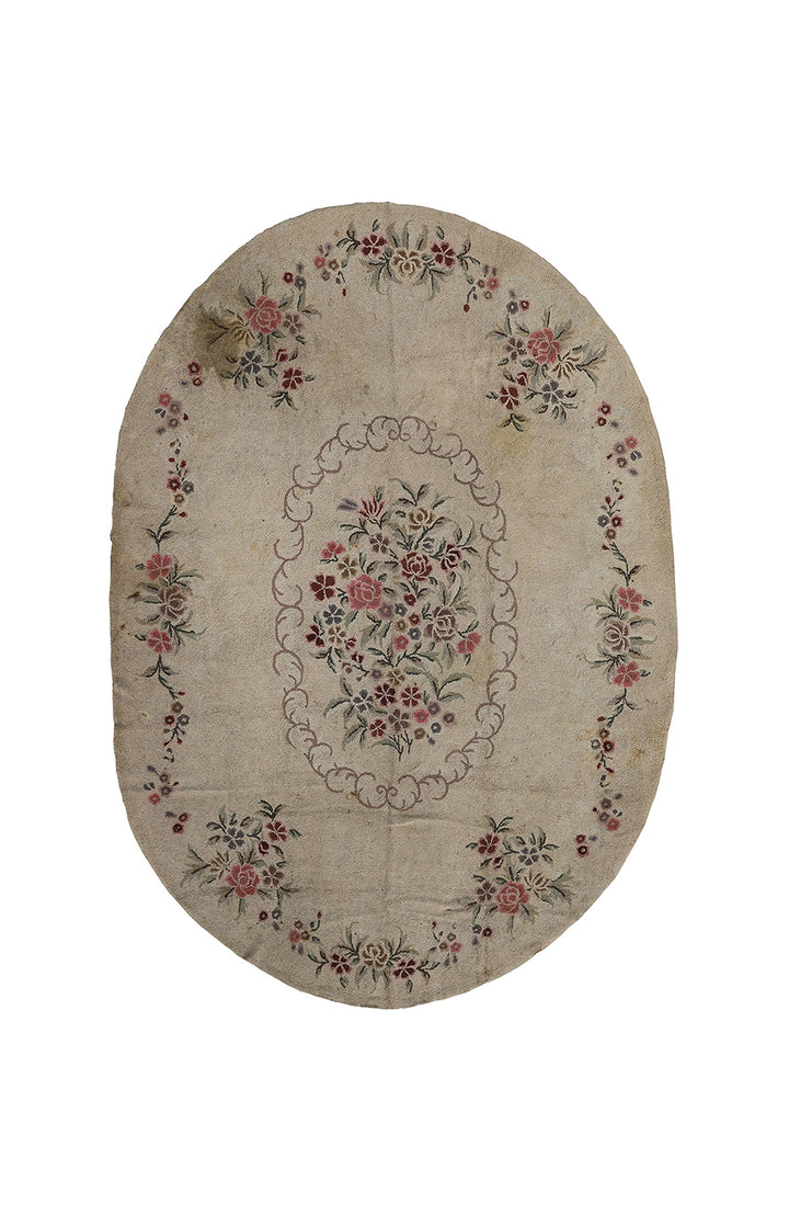 9'x12' Vintage Hook Rug | Floral Oval Area Rug