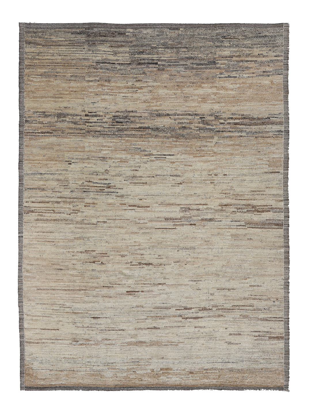 Wool Moroccan Area Rug | Beige, Brown Rug | Handknotted