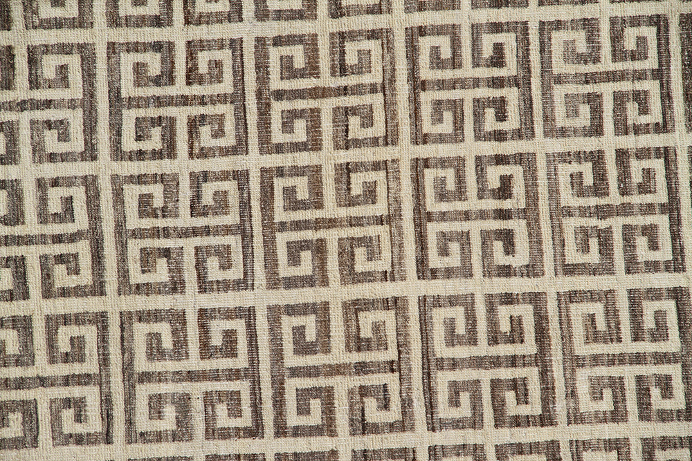 9'x13' Brown Earthtone Greek Key Pattern Rug | Ariana Modern Rug