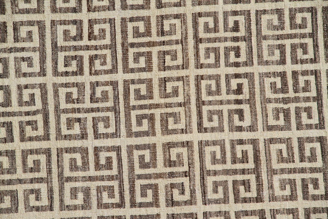 9'x13' Brown Earthtone Greek Key Pattern Rug | Ariana Modern Rug