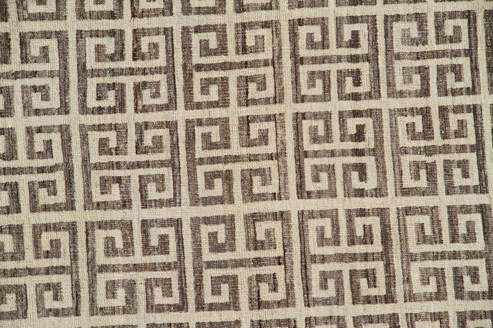 9'x13' Brown Earthtone Greek Key Pattern Rug | Ariana Modern Rug