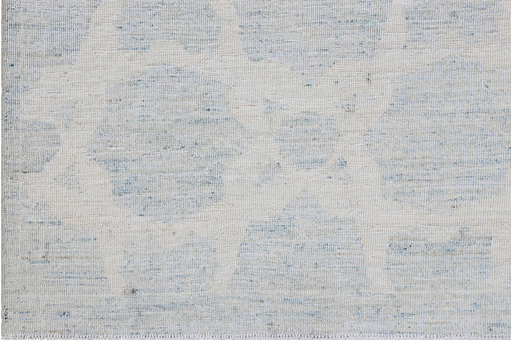 9'x13' Wool Area Rug | Soft Pale Blue Cream | Geometric Modern Rug