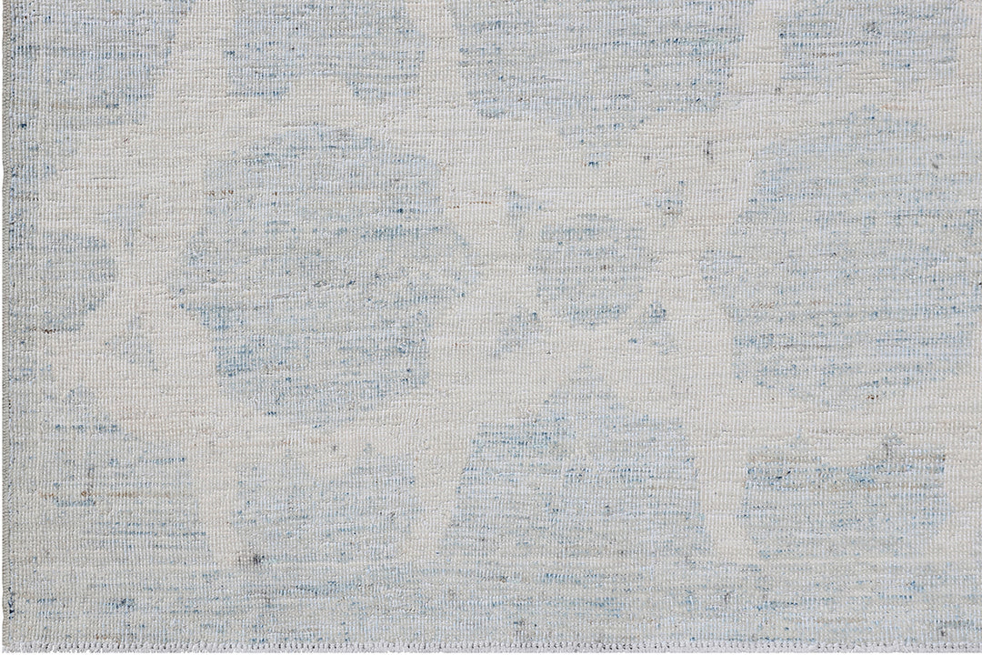 9'x13' Wool Area Rug | Soft Pale Blue Cream | Geometric Modern Rug