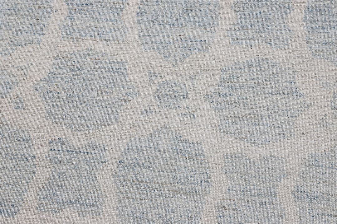 9'x13' Wool Area Rug | Soft Pale Blue Cream | Geometric Modern Rug