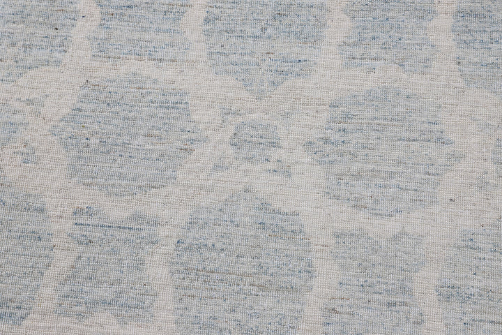 9'x13' Wool Area Rug | Soft Pale Blue Cream | Geometric Modern Rug