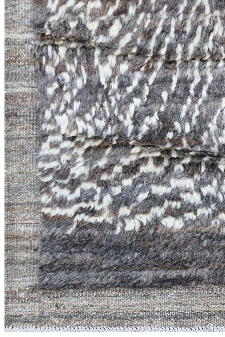 Authentic Ariana Barchi Moroccan Style Grey and White Shaggy Wool Rug