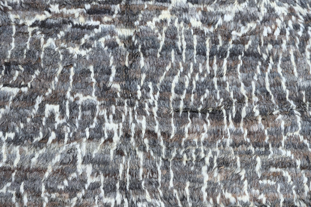 Authentic Ariana Barchi Moroccan Style Grey and White Shaggy Wool Rug