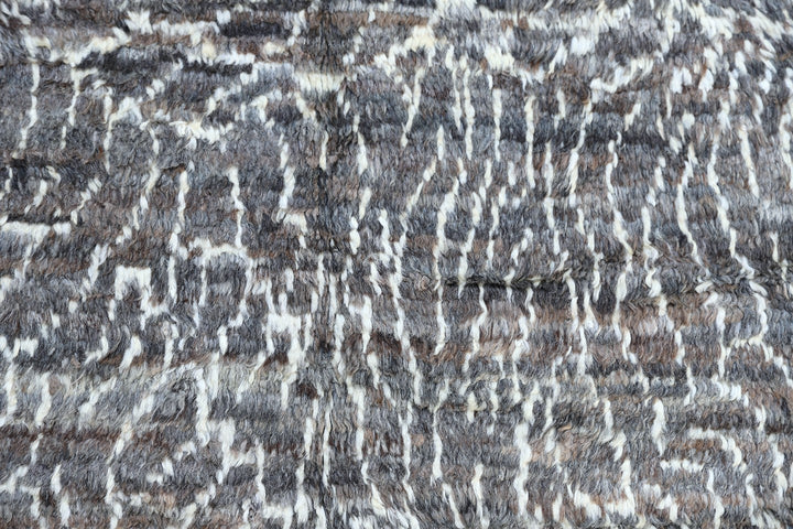 Authentic Ariana Barchi Moroccan Style Grey and White Shaggy Wool Rug