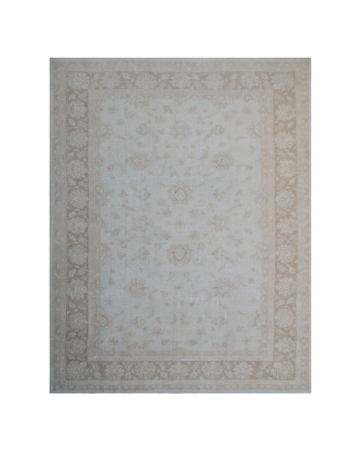 9'x13' Pale Blue Afghan Hand-Knotted Rug | Persian Floral | Vintage Style